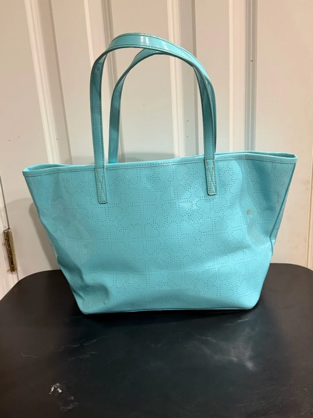 kate spade Turquoise Patent Perforated Tote